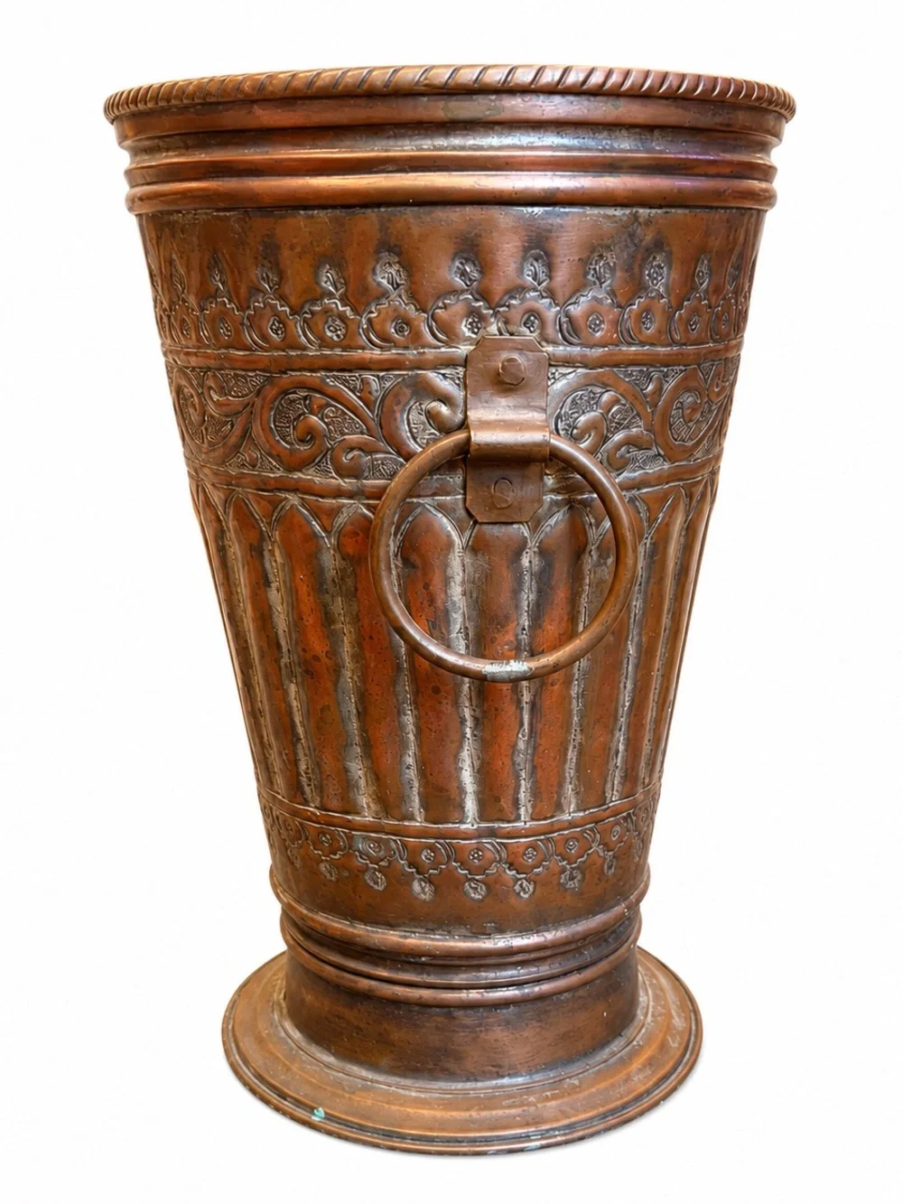 RARE! Gat HEAVY Copper Vintage Mid Century Handcrafted Embossed Decor Vase 7lbs